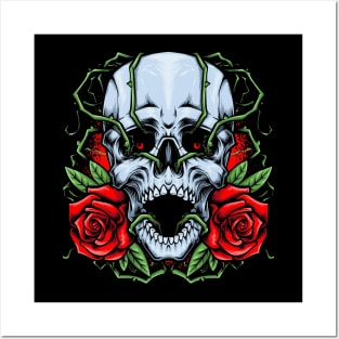 Skull And Roses Posters and Art